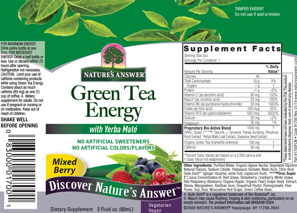 Natural Green Tea Energy (60ml) Natural Green Tea Energy (60ml)