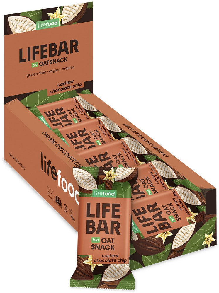 Organic Lifebar Oat Snack Cashew Chocolate Chip 40g x 15 Organic Lifebar Oat Snack Cashew Chocolate Chip 40g x 15