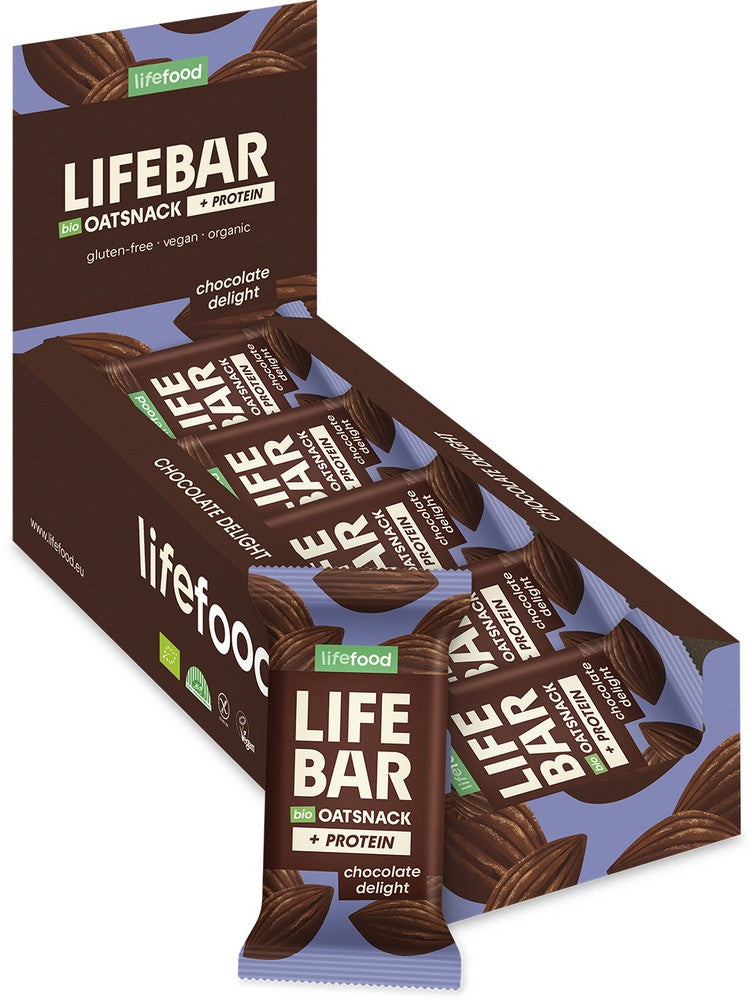 Organic Lifebar Oat Snack Protein Chocolate Delight 40g x 15 Organic Lifebar Oat Snack Protein Chocolate Delight 40g x 15