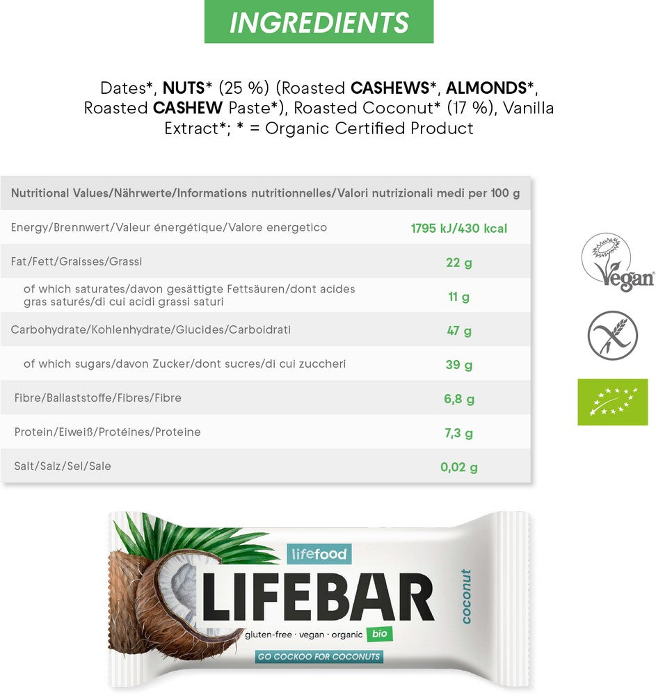 Organic Lifebar Coconut 40g x 15 Organic Lifebar Coconut 40g x 15