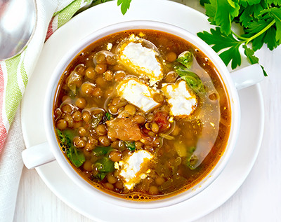 Spicy Spinach and Lentil Soup