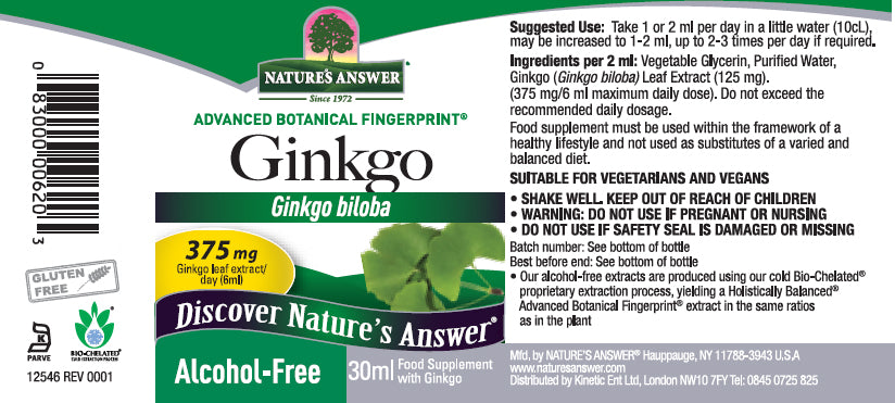 Ginkgo Biloba Leaf - Alcohol-Free (30ml)