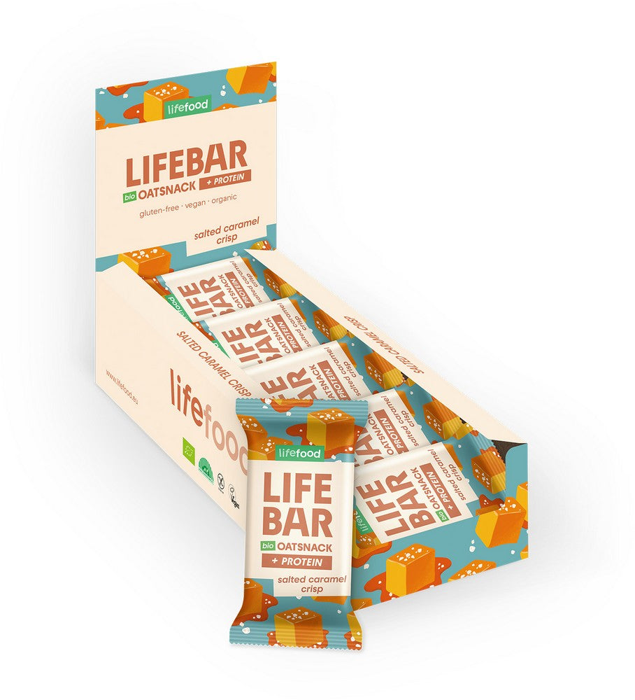 Organic Lifebar Oat Snack Protein Salted Caramel Crisp 40g x 15 